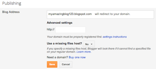 blogger custom domain βήμα 3