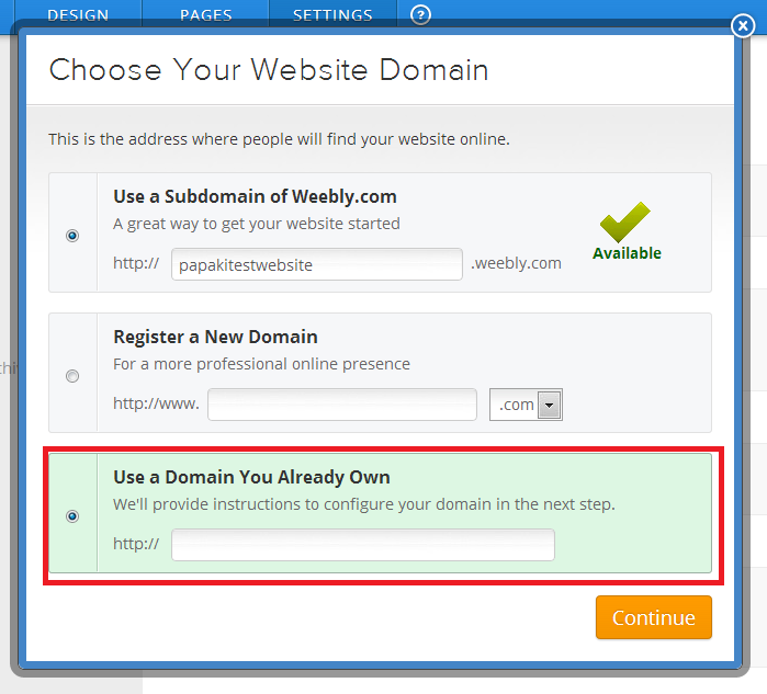 Weebly insert domain
