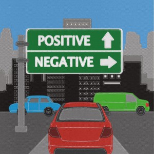 Positive and negative highway sign concept with stitch style on